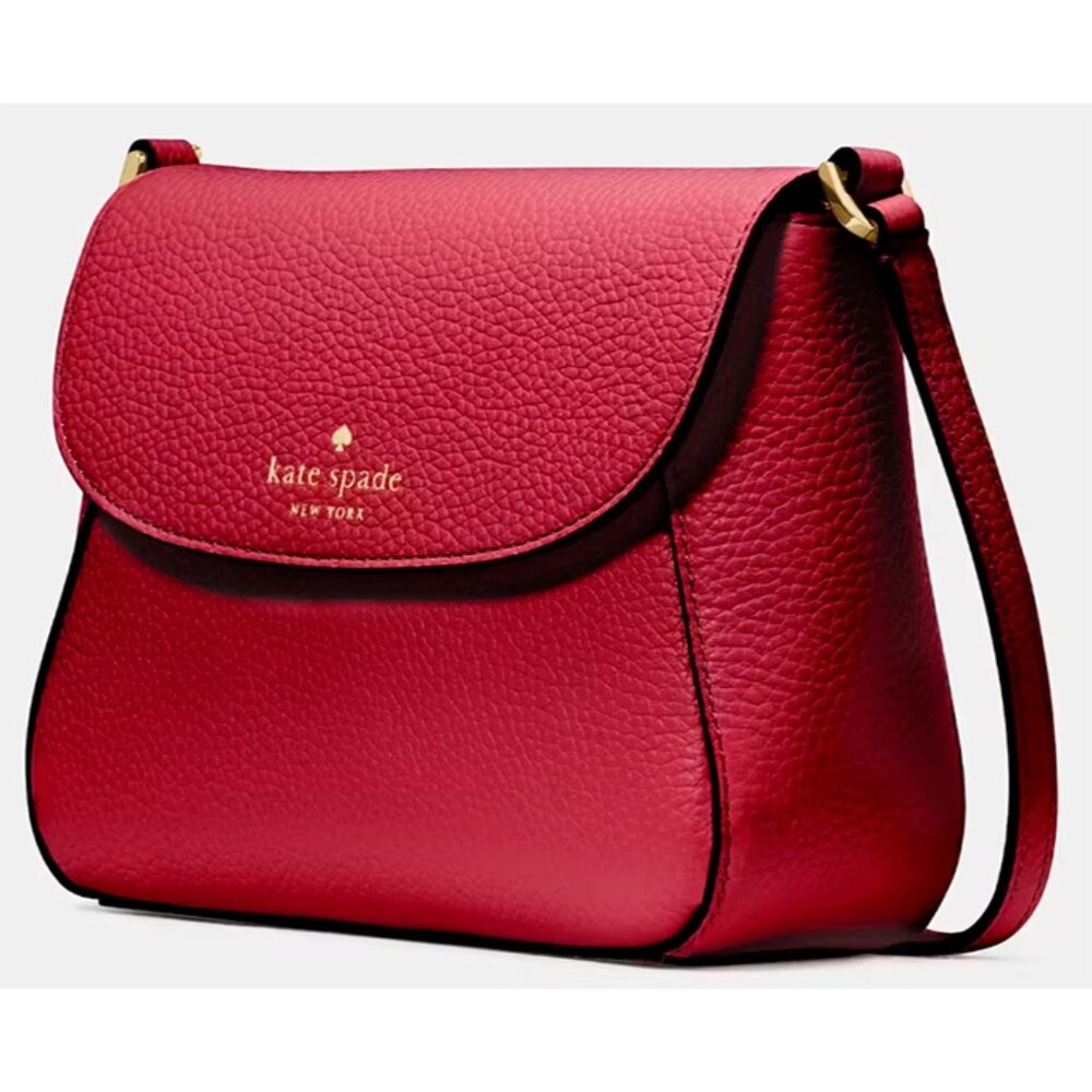 S Kate Spade Monica Small Flap Crossbody Bag Red Leather Purse KF364 NWT $259 - Picture 4 of 6